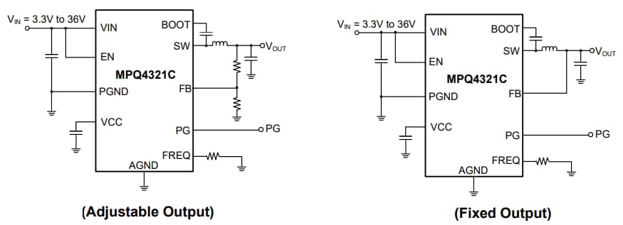 Application Circuit Diagram - Monolithic Power Systems (MPS) MPQ4321C Synchronous Step-Down Converters